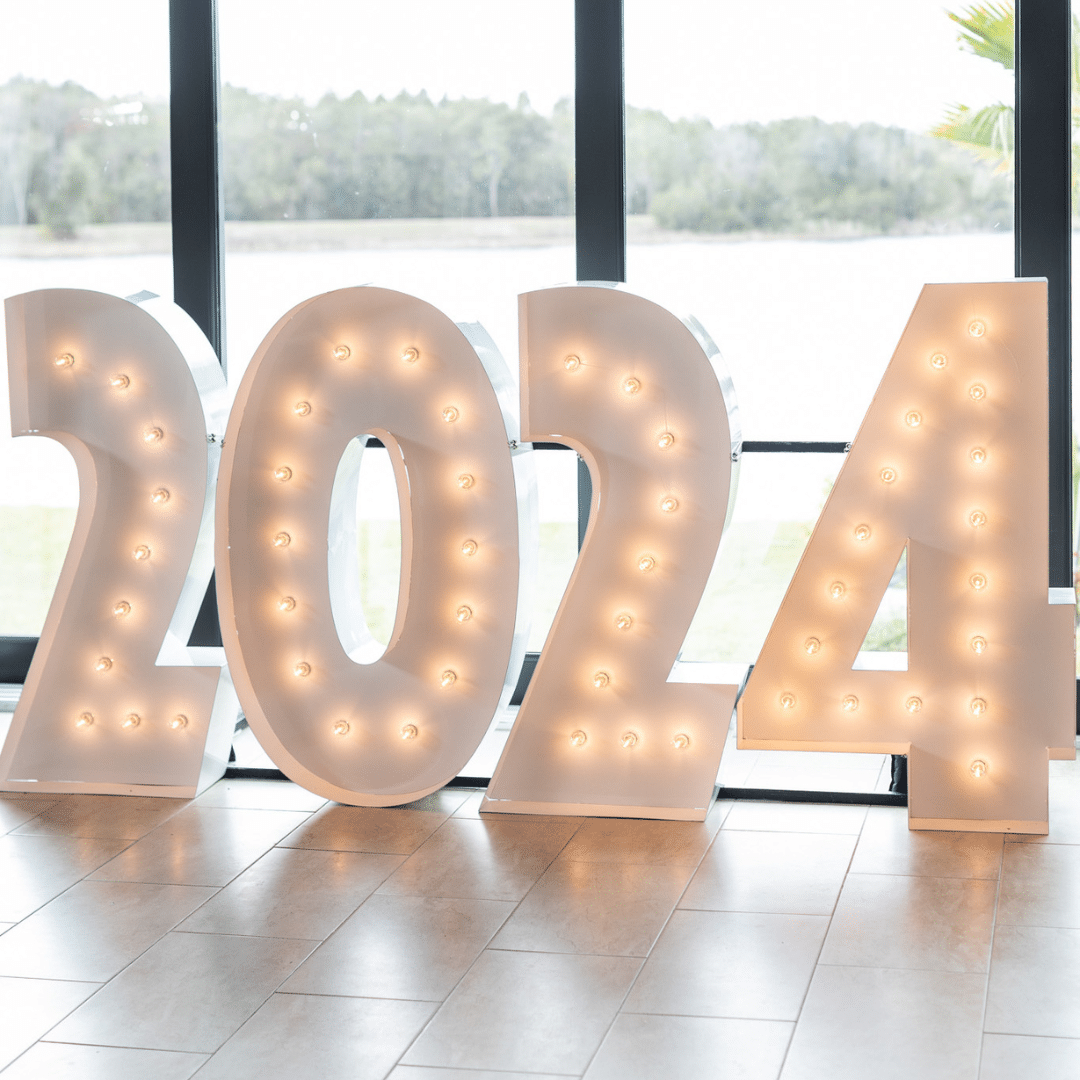 Light-Up Marquee Numbers that read 2024