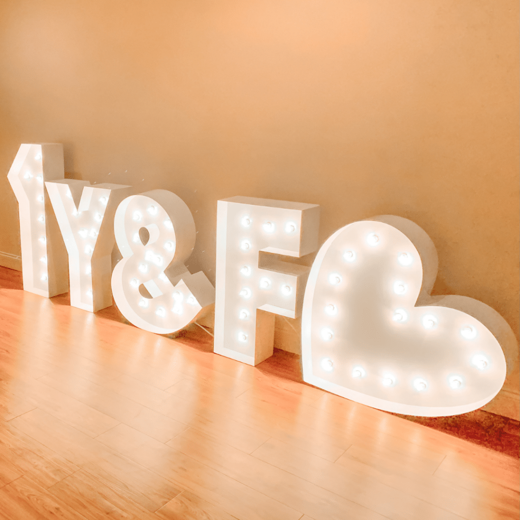 1Y&F with a heart symbol in marquee lights